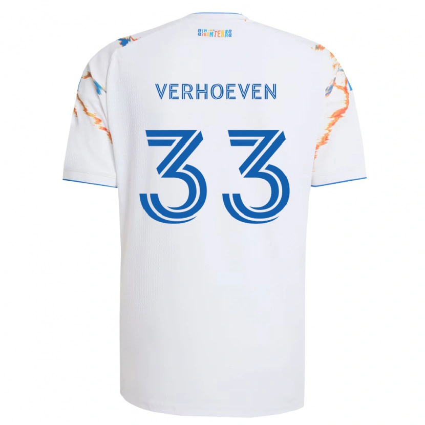 Danxen Kinderen Oscar Verhoeven #33 Wit Oranje Blauw Uitshirt Uittenue 2026/27 T-Shirt