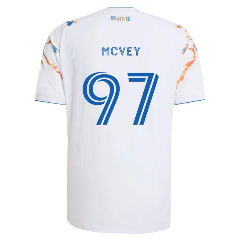 Danxen Kinderen Christopher Mcvey #97 Wit Oranje Blauw Uitshirt Uittenue 2026/27 T-Shirt