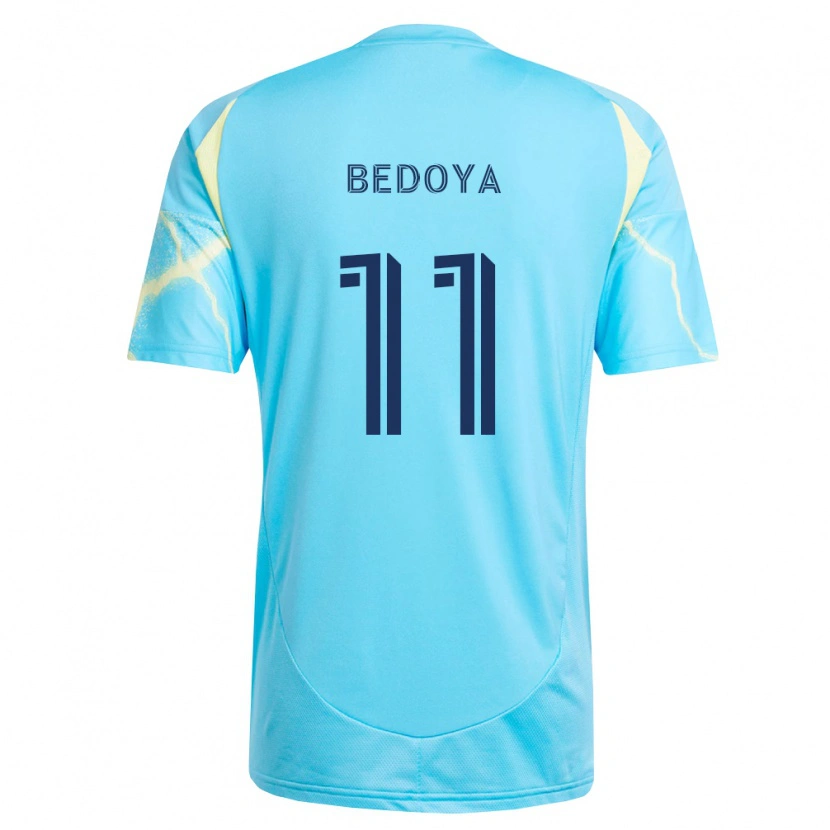 Danxen Kinderen Alejandro Bedoya #11 Lichtblauw Zwart Lichtgeel Uitshirt Uittenue 2026/27 T-Shirt