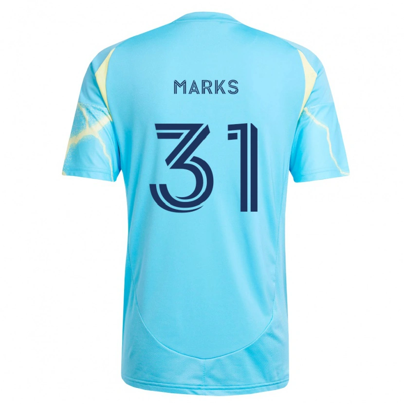 Danxen Kinderen George Marks #31 Lichtblauw Zwart Lichtgeel Uitshirt Uittenue 2026/27 T-Shirt