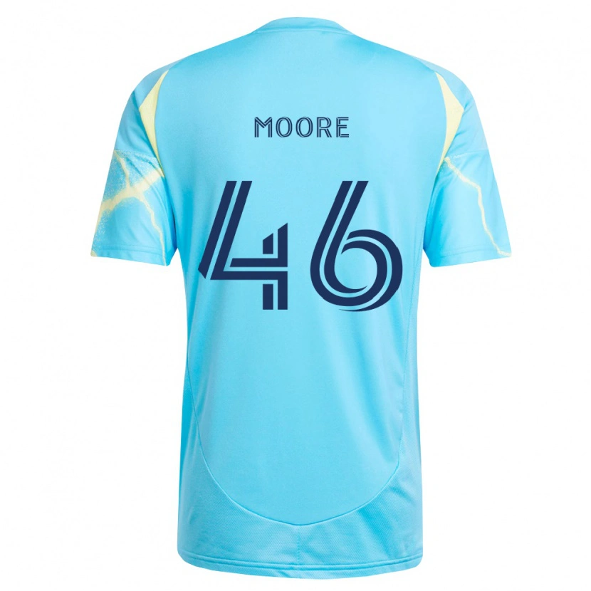 Danxen Kinderen Kaiden Moore #46 Lichtblauw Zwart Lichtgeel Uitshirt Uittenue 2026/27 T-Shirt
