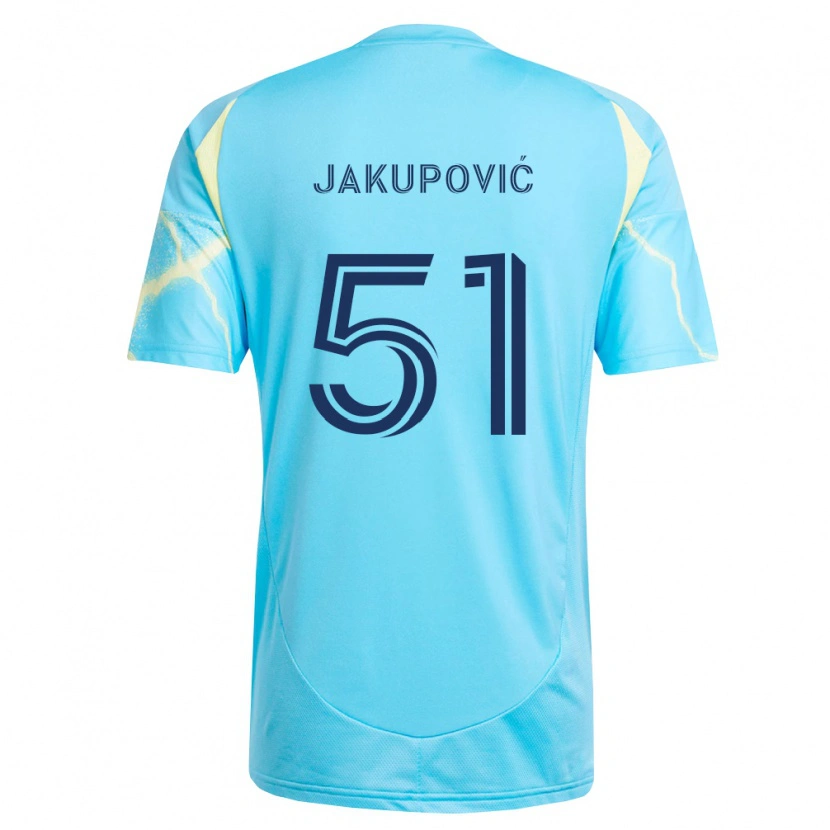 Danxen Kinderen Malik Jakupović #51 Lichtblauw Zwart Lichtgeel Uitshirt Uittenue 2026/27 T-Shirt