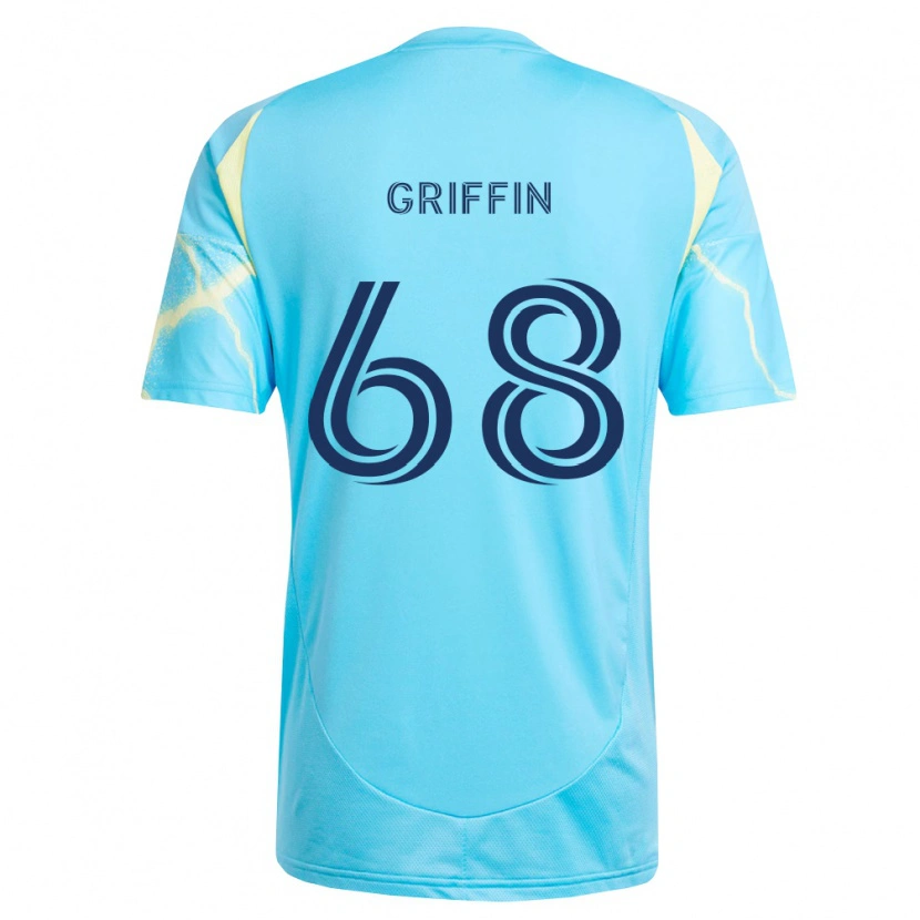 Danxen Kinderen Jordan Griffin #68 Lichtblauw Zwart Lichtgeel Uitshirt Uittenue 2026/27 T-Shirt