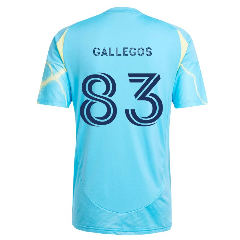 Danxen Kinderen Mateo Gallegos #83 Lichtblauw Zwart Lichtgeel Uitshirt Uittenue 2026/27 T-Shirt