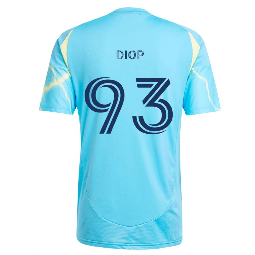 Danxen Kinderen Abdoulaye Diop #93 Lichtblauw Zwart Lichtgeel Uitshirt Uittenue 2026/27 T-Shirt