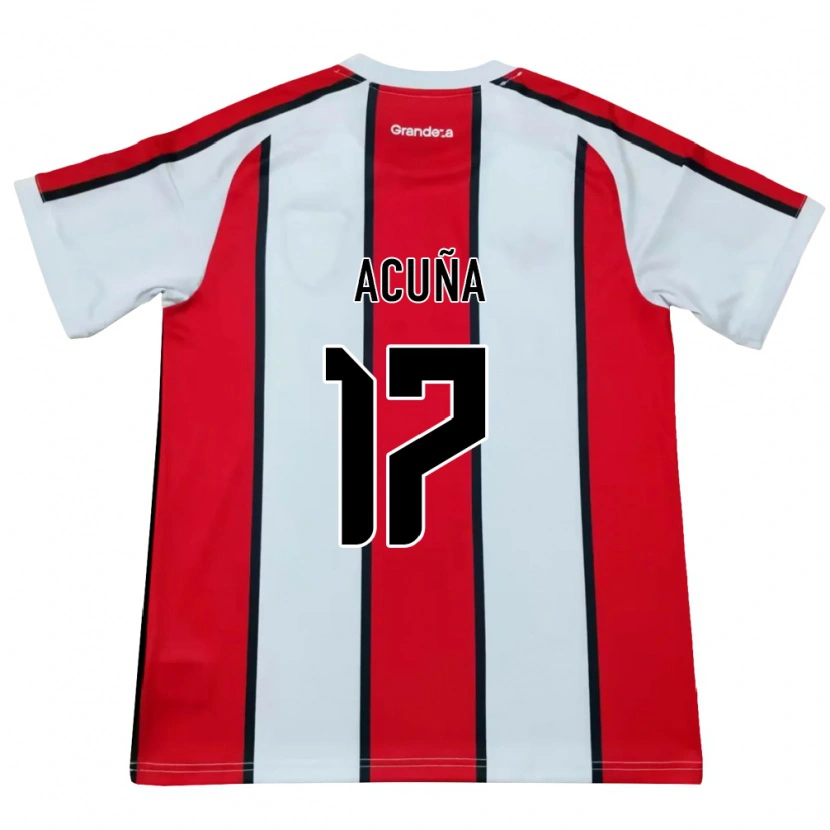 Danxen Heren Ayelén Acuña #17 Wit Rood Zwart Uitshirt Uittenue 2026/27 T-Shirt