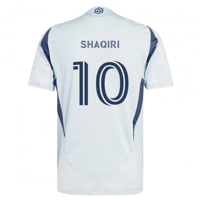 Danxen Heren Xherdan Shaqiri #10 Blauw Grijs Wit Uitshirt Uittenue 2026/27 T-Shirt