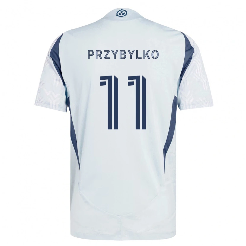 Danxen Heren Kacper Przybylko #11 Blauw Grijs Wit Uitshirt Uittenue 2026/27 T-Shirt