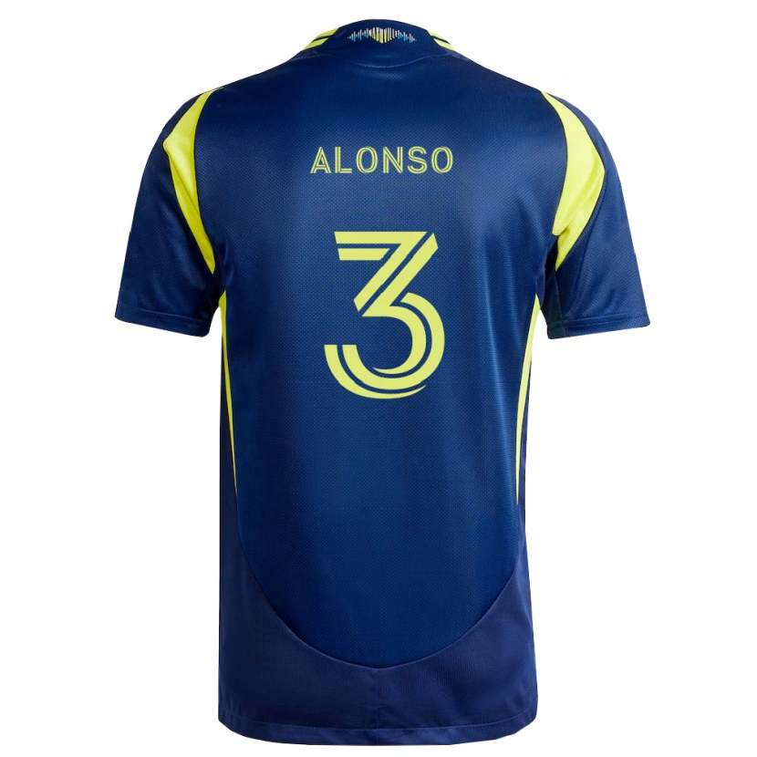Danxen Heren Gabriel Alonso #3 Geel Marineblauw Uitshirt Uittenue 2026/27 T-Shirt