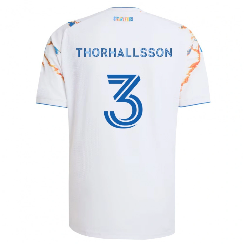 Danxen Heren Dagur Dan Thórhallsson #3 Wit Oranje Blauw Uitshirt Uittenue 2026/27 T-Shirt