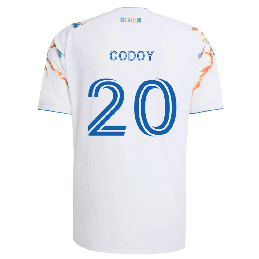 Danxen Heren Aníbal Godoy #20 Wit Oranje Blauw Uitshirt Uittenue 2026/27 T-Shirt