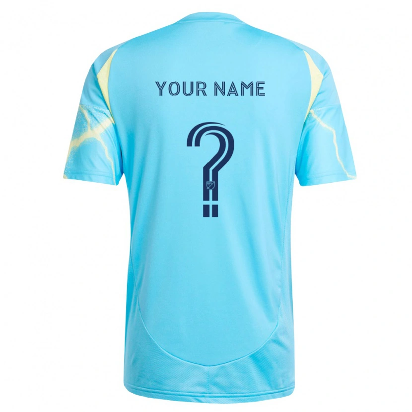 Danxen Heren Uw Naam #0 Lichtblauw Zwart Lichtgeel Uitshirt Uittenue 2026/27 T-Shirt
