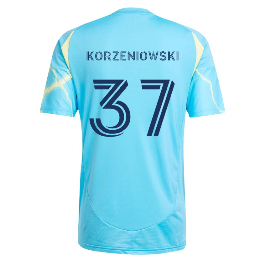 Danxen Heren Stas Korzeniowski #37 Lichtblauw Zwart Lichtgeel Uitshirt Uittenue 2026/27 T-Shirt