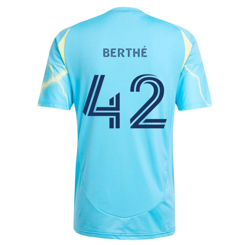 Danxen Heren Mamoutou Berthé #42 Lichtblauw Zwart Lichtgeel Uitshirt Uittenue 2026/27 T-Shirt