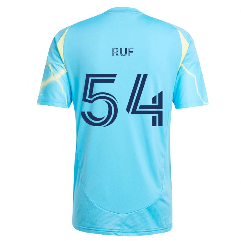 Danxen Heren John Ruf #54 Lichtblauw Zwart Lichtgeel Uitshirt Uittenue 2026/27 T-Shirt