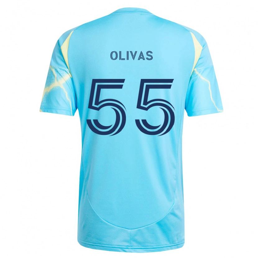 Danxen Heren Sal Olivas #55 Lichtblauw Zwart Lichtgeel Uitshirt Uittenue 2026/27 T-Shirt