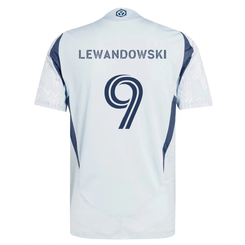 Danxen Dames Robert Lewandowski #9 Blauw Grijs Wit Uitshirt Uittenue 2026/27 T-Shirt