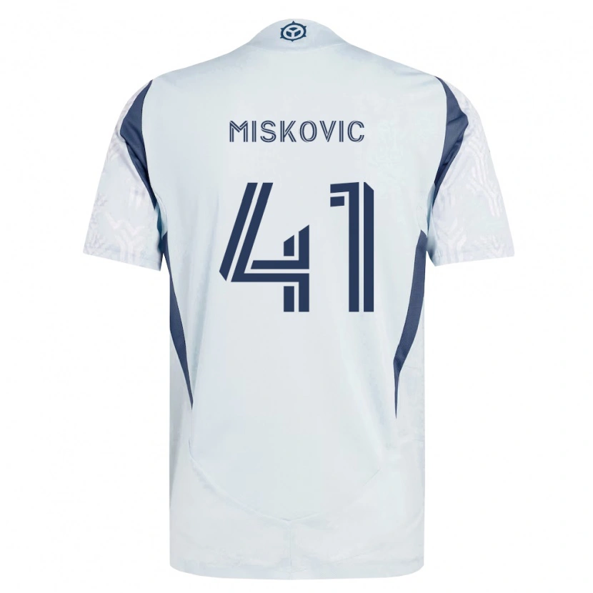 Danxen Dames Mihajlo Miskovic #41 Blauw Grijs Wit Uitshirt Uittenue 2026/27 T-Shirt