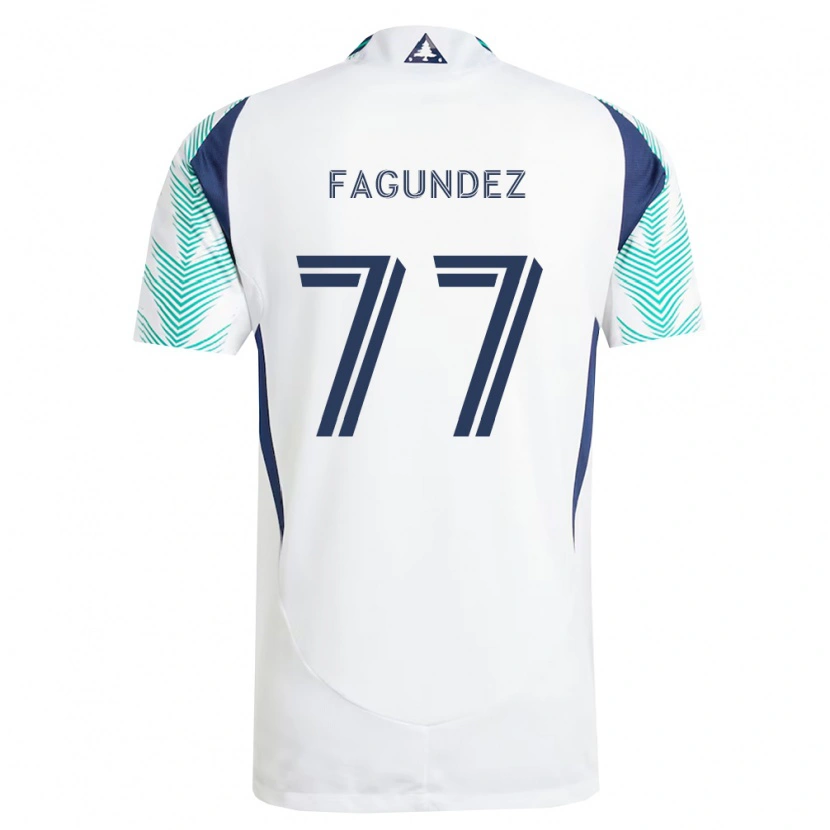 Danxen Dames Diego Fagúndez #77 Wit Marineblauw Lichtgroen Uitshirt Uittenue 2026/27 T-Shirt