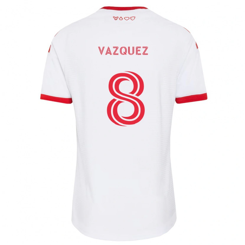 Danxen Dames Víctor Vázquez #8 Wit Rood Zwart Uitshirt Uittenue 2026/27 T-Shirt