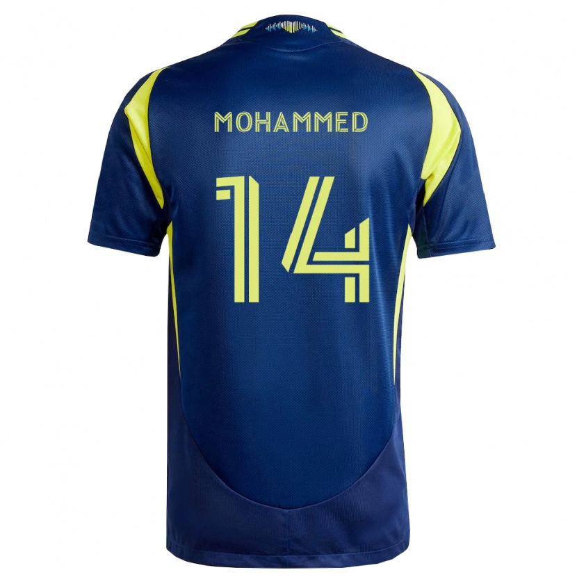 Danxen Dames Shak Mohammed #14 Geel Marineblauw Uitshirt Uittenue 2026/27 T-Shirt