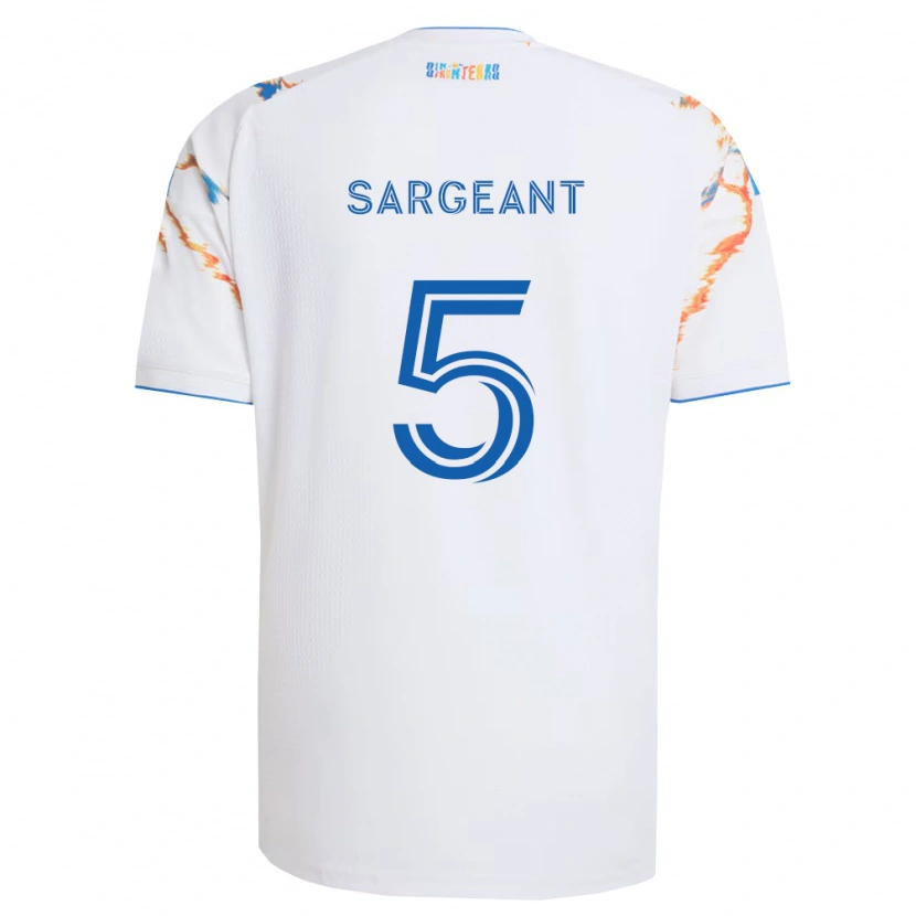 Danxen Dames Kieran Sargeant #5 Wit Oranje Blauw Uitshirt Uittenue 2026/27 T-Shirt