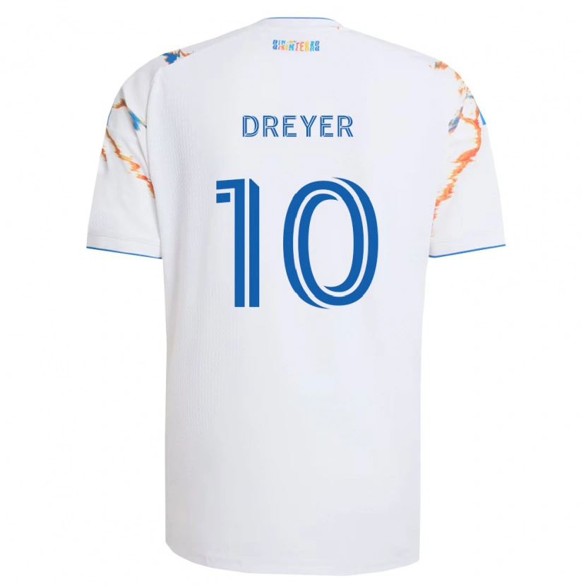 Danxen Dames Anders Dreyer #10 Wit Oranje Blauw Uitshirt Uittenue 2026/27 T-Shirt