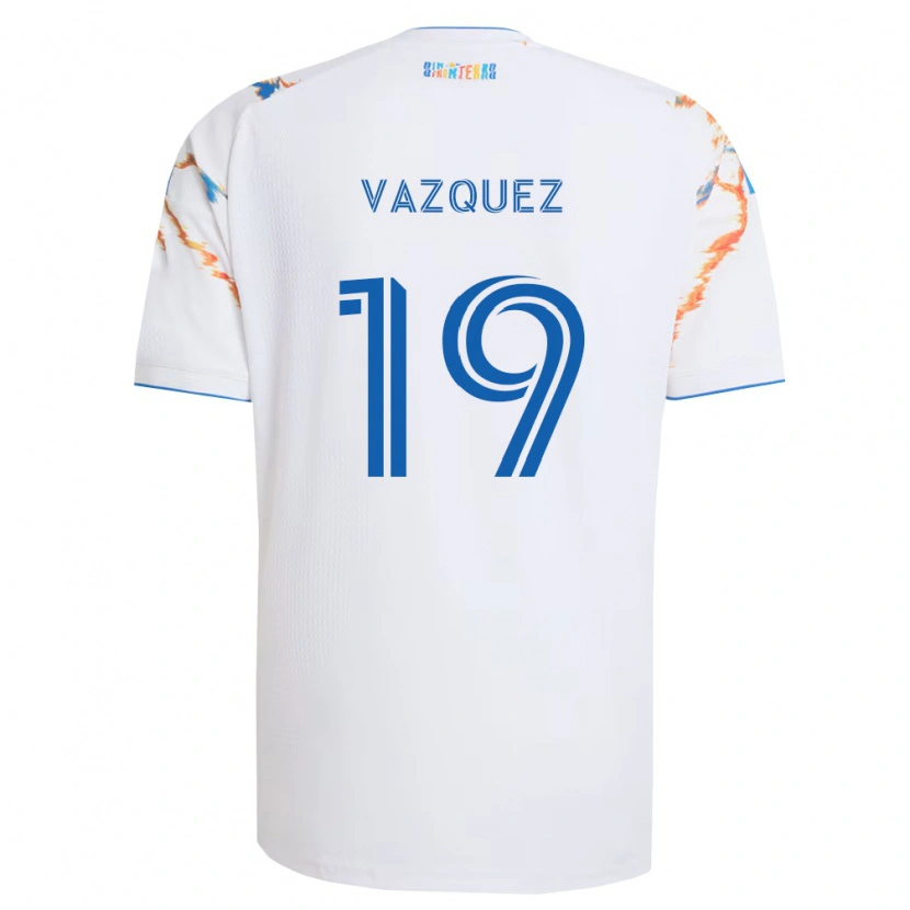 Danxen Dames David Vazquez #19 Wit Oranje Blauw Uitshirt Uittenue 2026/27 T-Shirt