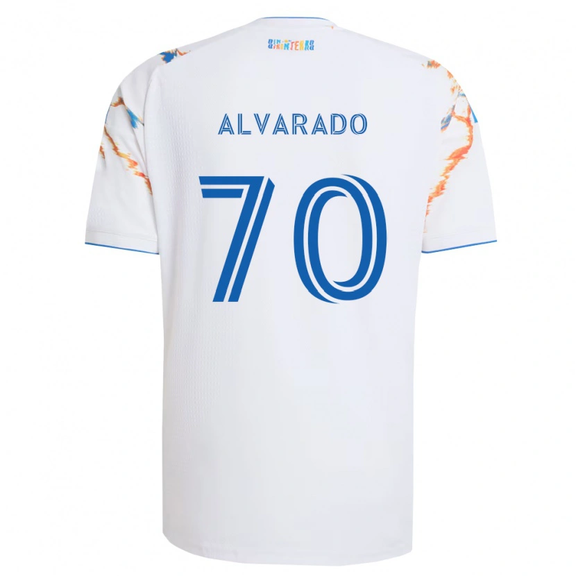 Danxen Dames Alejandro Alvarado #70 Wit Oranje Blauw Uitshirt Uittenue 2026/27 T-Shirt