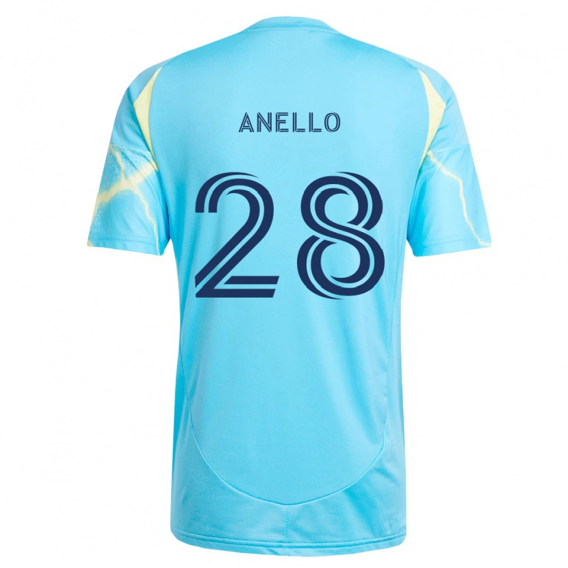 Danxen Dames Agustín Anello #28 Lichtblauw Zwart Lichtgeel Uitshirt Uittenue 2026/27 T-Shirt