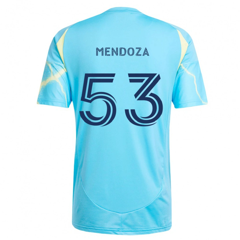Danxen Dames Isaiah Mendoza #53 Lichtblauw Zwart Lichtgeel Uitshirt Uittenue 2026/27 T-Shirt