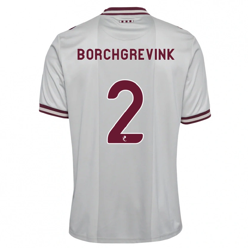 Danxen Dames Christian Borchgrevink #2 Wit Bordeauxrood Uitshirt Uittenue 2026/27 T-Shirt