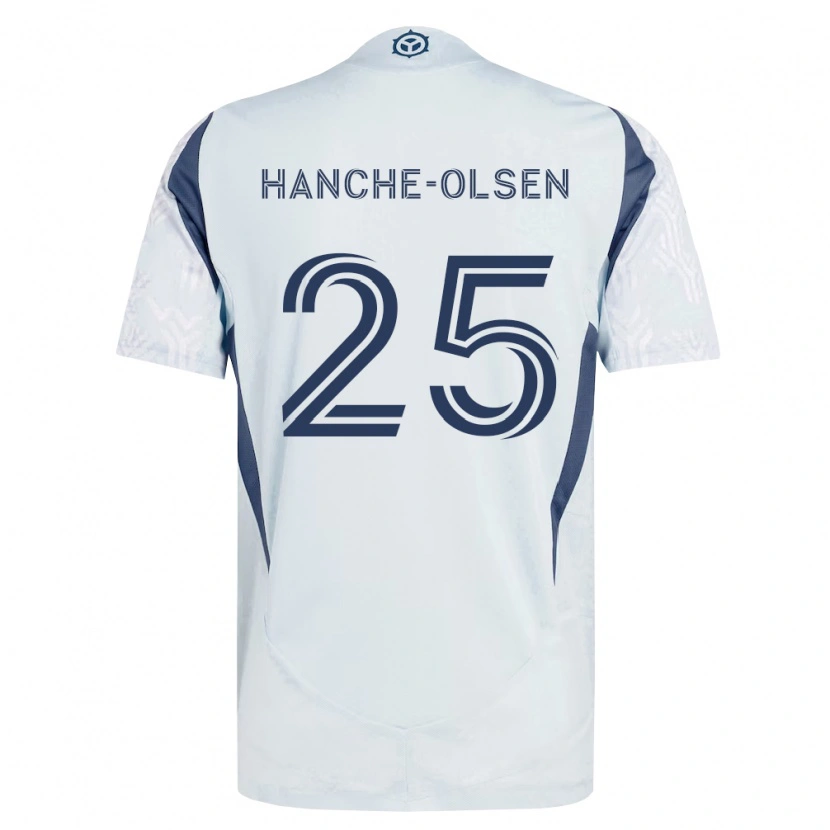 Danxen Dames Andreas Hanche-Olsen #25 Blauw Grijs Wit Uitshirt Uittenue 2026/27 T-Shirt