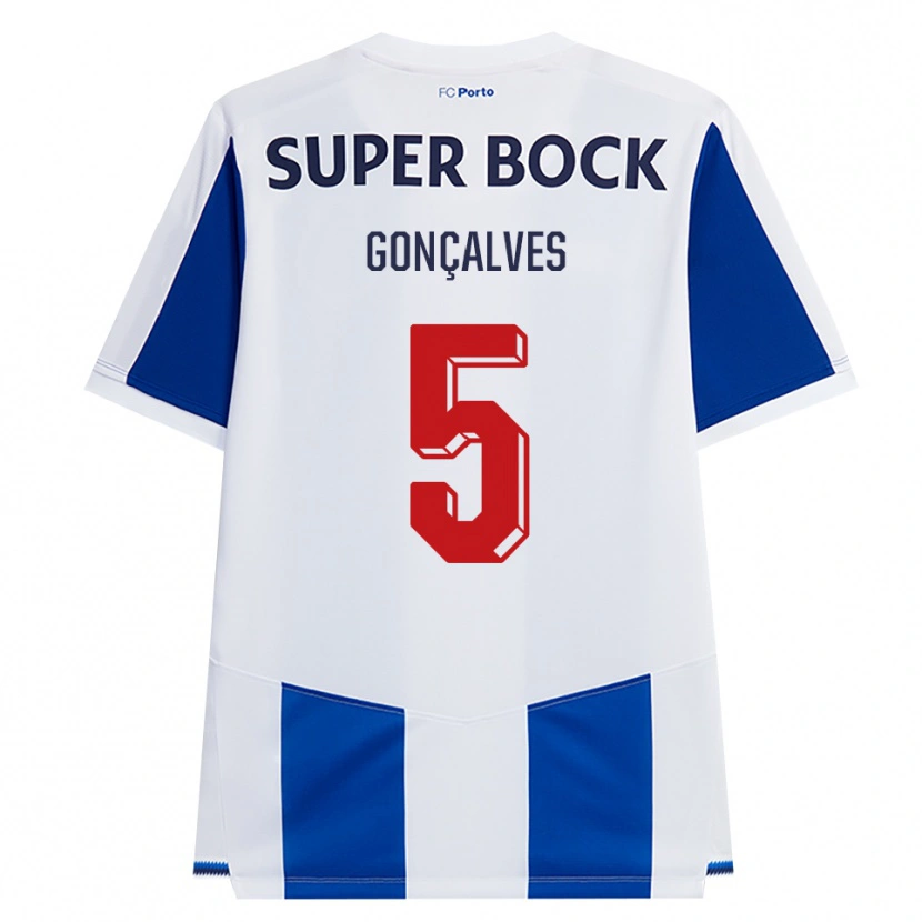 Danxen Kinderen Martim Gonçalves #5 Blauw Wit Rood Thuisshirt Thuistenue 2026/27 T-Shirt