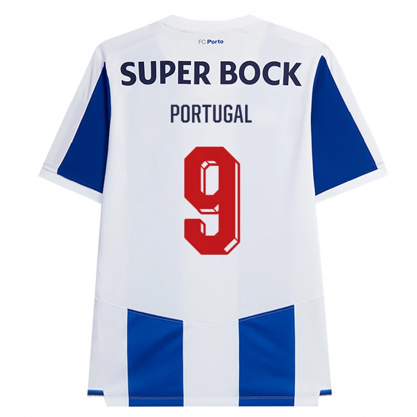 Danxen Kinderen Tiago Portugal #9 Blauw Wit Rood Thuisshirt Thuistenue 2026/27 T-Shirt