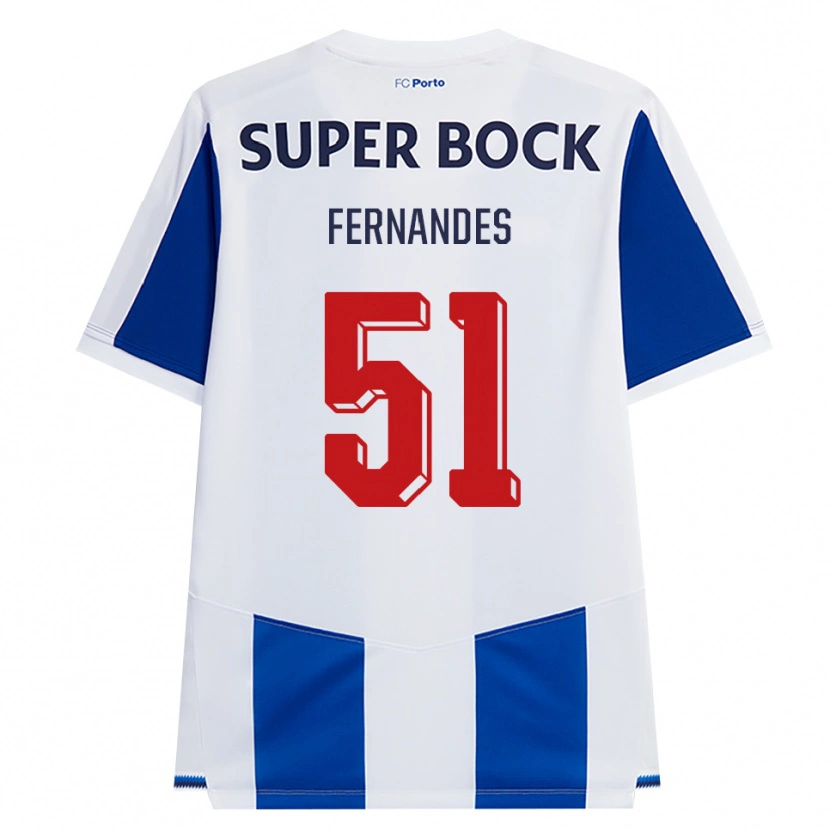 Danxen Kinderen Diogo Fernandes #51 Blauw Wit Rood Thuisshirt Thuistenue 2026/27 T-Shirt