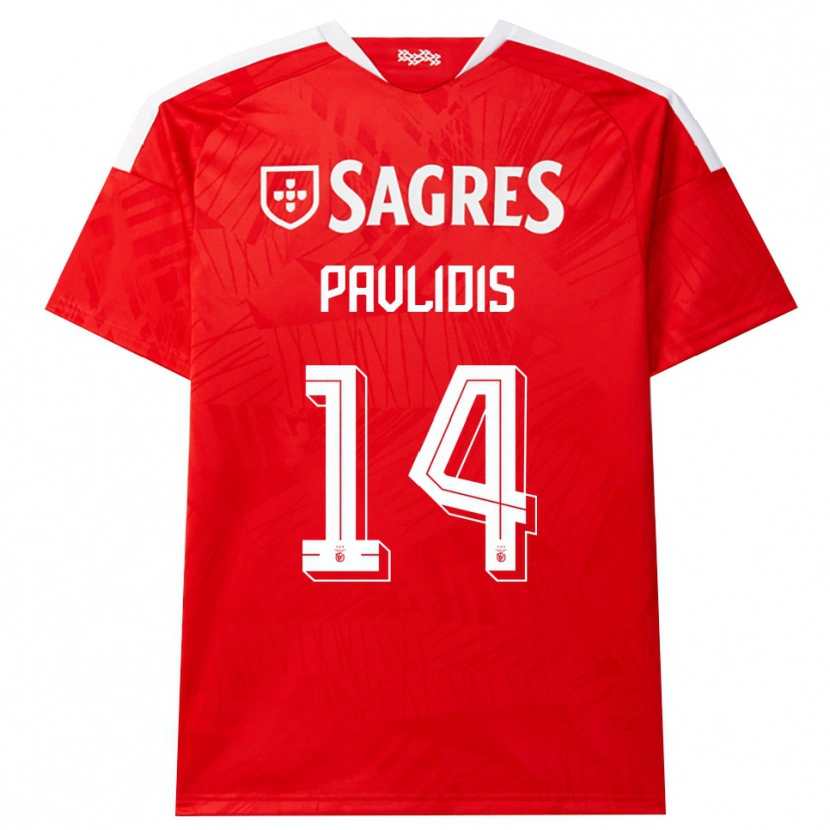 Danxen Kinderen Vangelis Pavlidis #14 Rood Wit Geel Thuisshirt Thuistenue 2026/27 T-Shirt