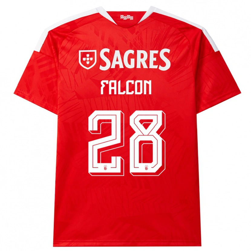 Danxen Kinderen Andrea Falcón #28 Rood Wit Geel Thuisshirt Thuistenue 2026/27 T-Shirt