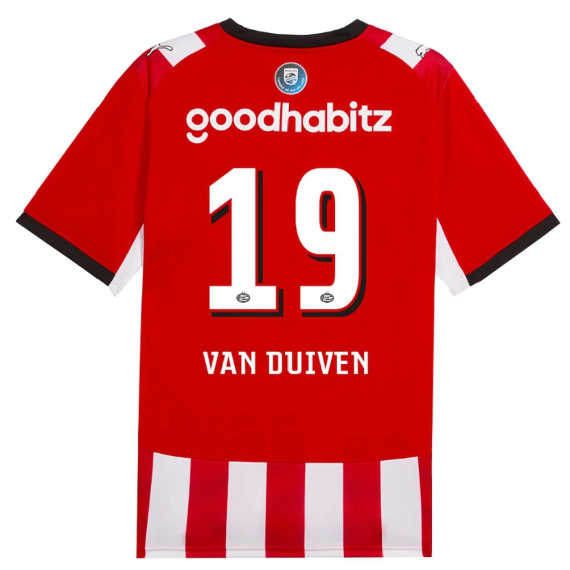 Danxen Kinderen Jason Van Duiven #19 Rood Wit Zwart Thuisshirt Thuistenue 2026/27 T-Shirt