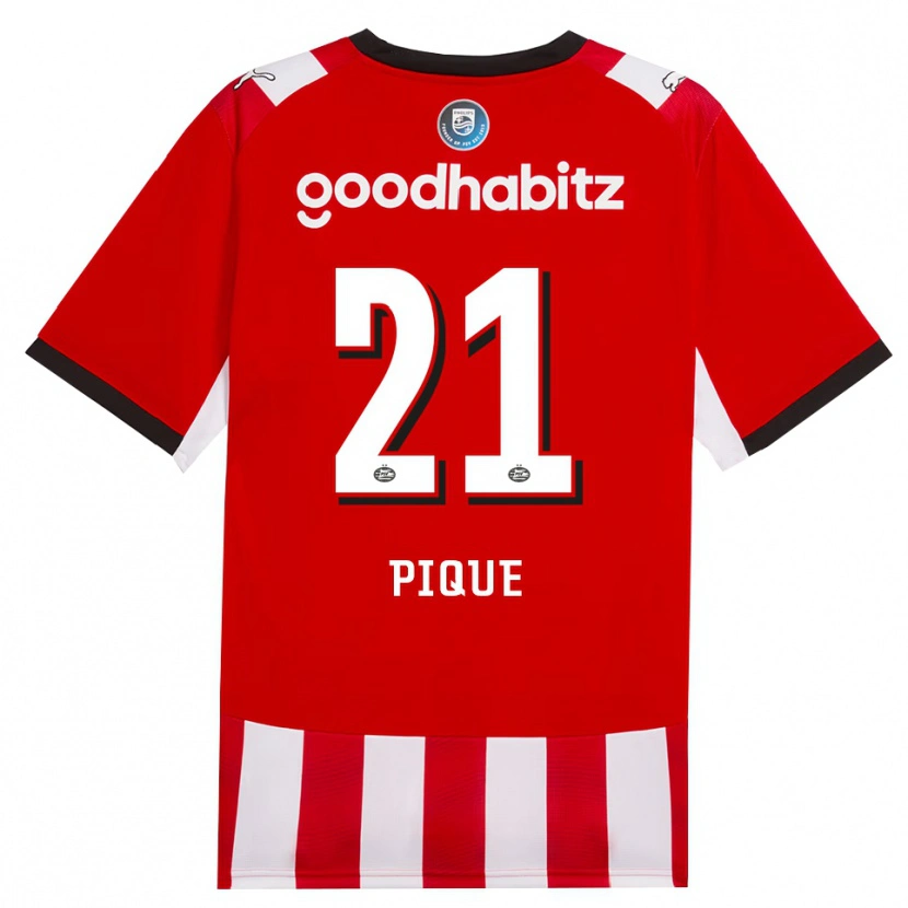Danxen Kinderen Naomi Piqué #21 Rood Wit Zwart Thuisshirt Thuistenue 2026/27 T-Shirt