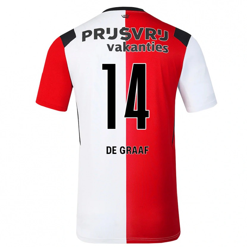Danxen Kinderen Esmee De Graaf #14 Rood Wit Zwart Thuisshirt Thuistenue 2026/27 T-Shirt