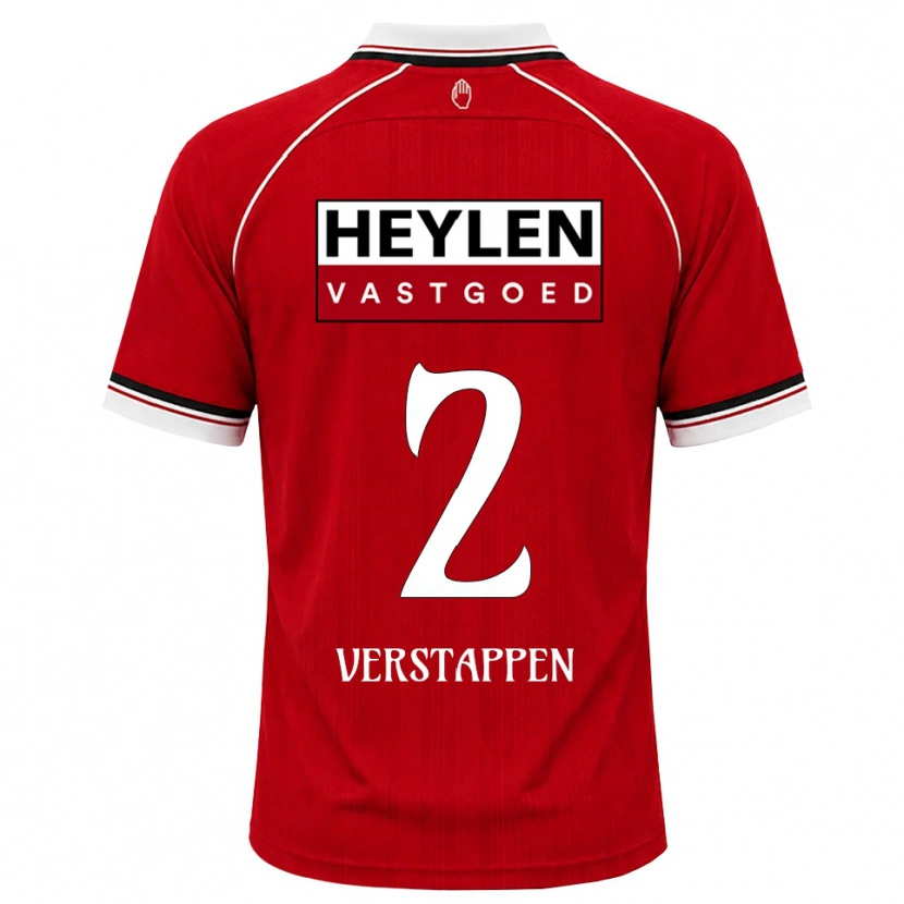 Danxen Kinderen Jayden Verstappen #2 Rood Wit Zwart Thuisshirt Thuistenue 2026/27 T-Shirt