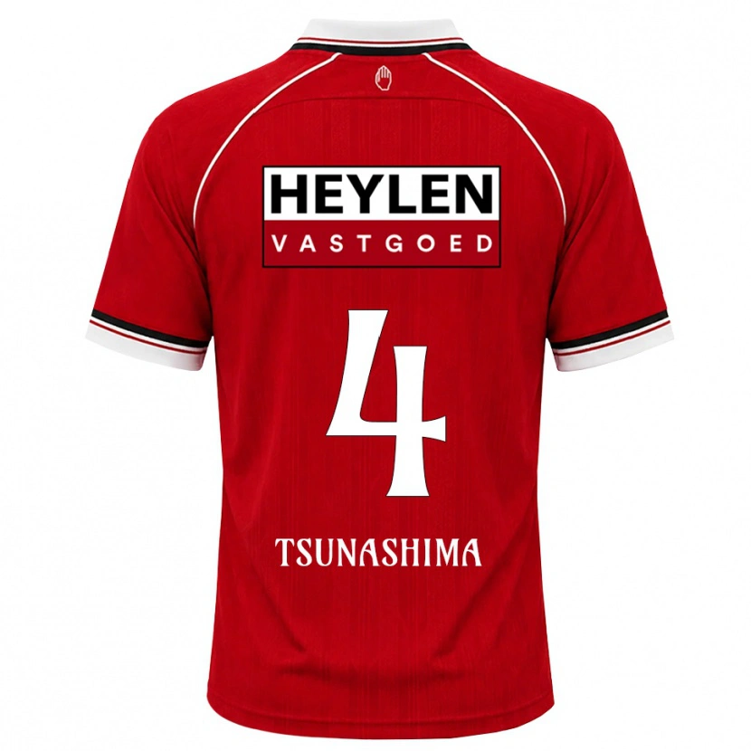Danxen Kinderen Yuto Tsunashima #4 Rood Wit Zwart Thuisshirt Thuistenue 2026/27 T-Shirt