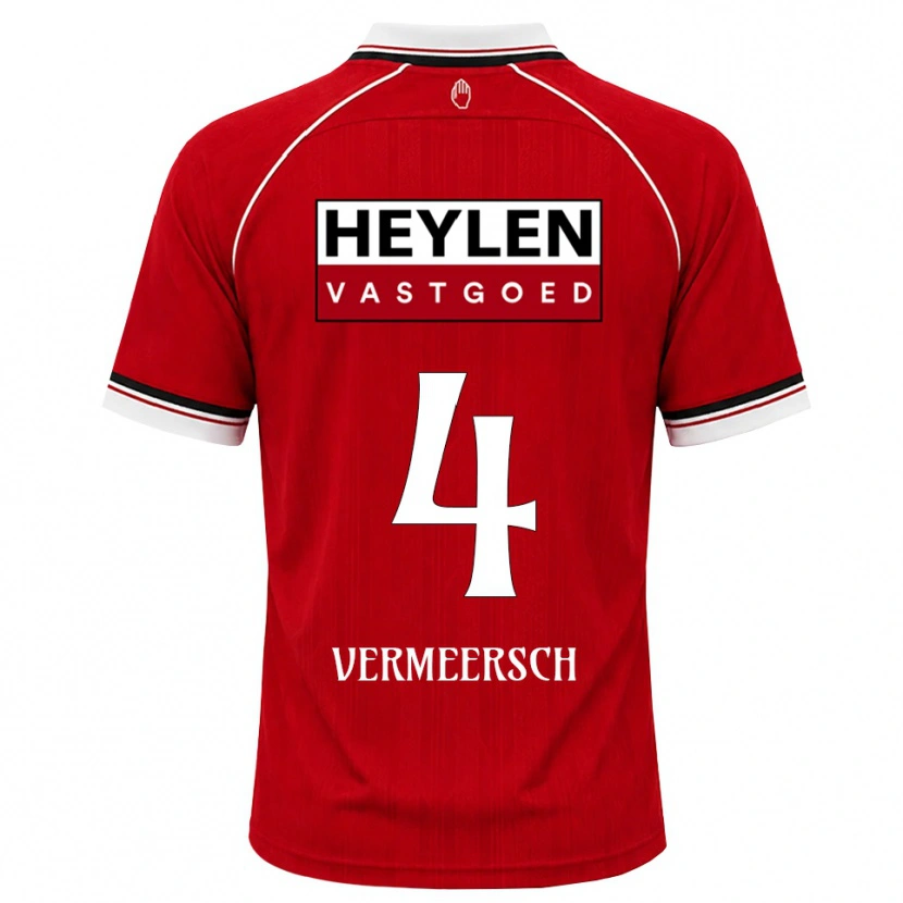 Danxen Kinderen Ryan Vermeersch #4 Rood Wit Zwart Thuisshirt Thuistenue 2026/27 T-Shirt