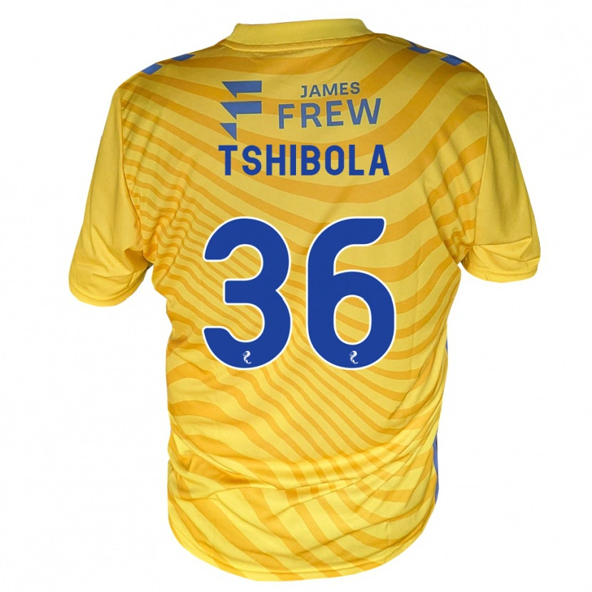 Danxen Kinderen Aaron Tshibola #36 Koningsblauw Geel Uitshirt Uittenue 2026/27 T-Shirt