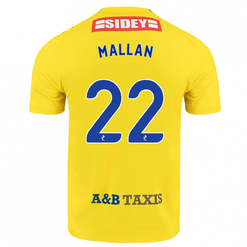 Danxen Kinderen Stevie Mallan #22 Geel Blauw Zwart Uitshirt Uittenue 2026/27 T-Shirt