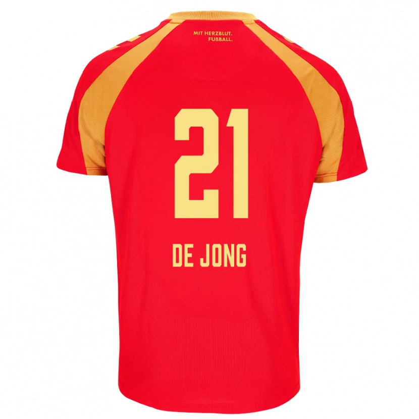 Danxen Kinderen Travis De Jong #21 Rood Oranje Zwart Uitshirt Uittenue 2026/27 T-Shirt