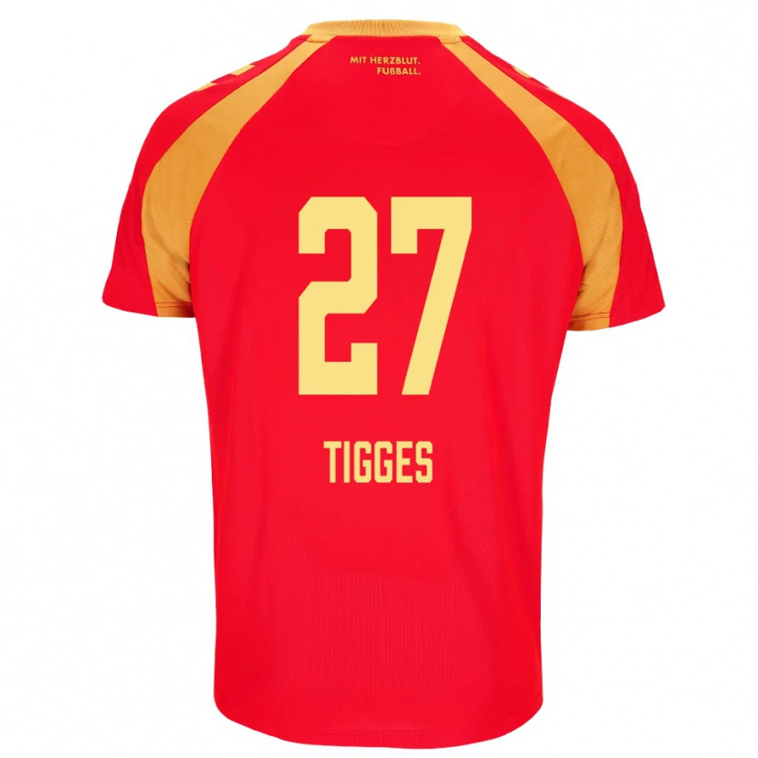 Danxen Kinderen Steffen Tigges #27 Rood Oranje Zwart Uitshirt Uittenue 2026/27 T-Shirt