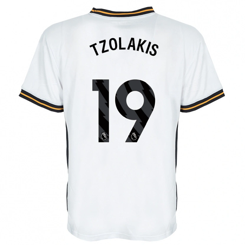 Danxen Kinderen Konstantinos Tzolakis #19 Wit Oranje Zwart Uitshirt Uittenue 2026/27 T-Shirt