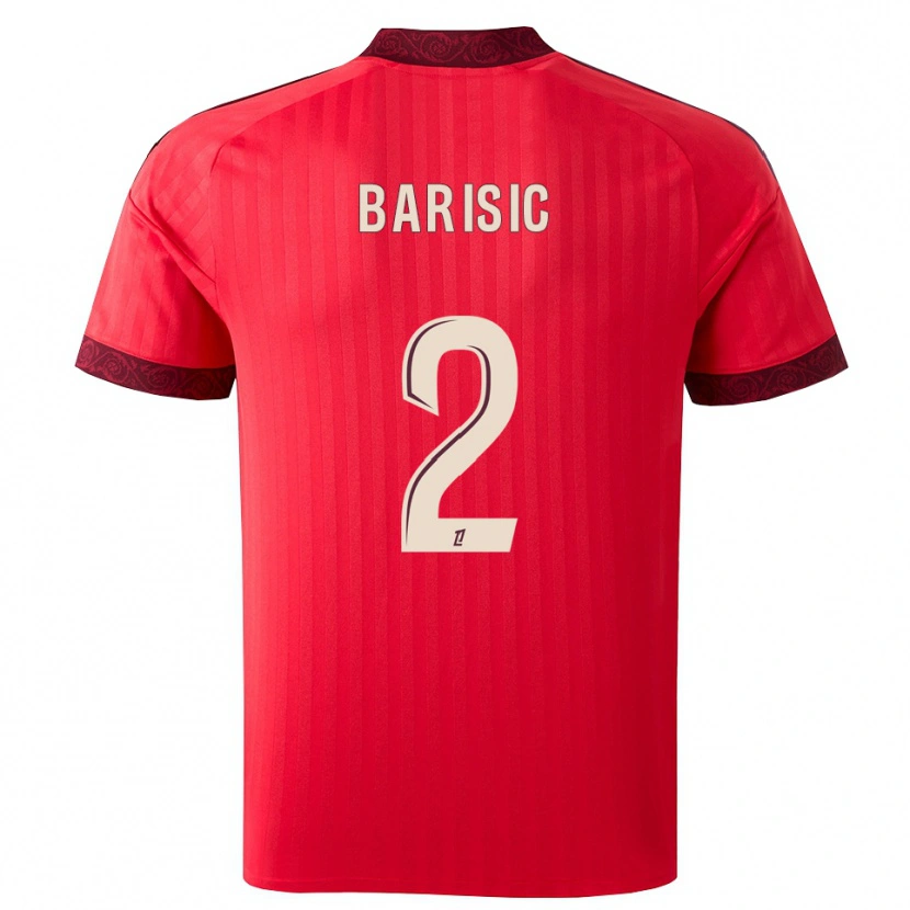 Danxen Kinderen Teo Barisic #2 Burgundy Rood Wit Uitshirt Uittenue 2026/27 T-Shirt